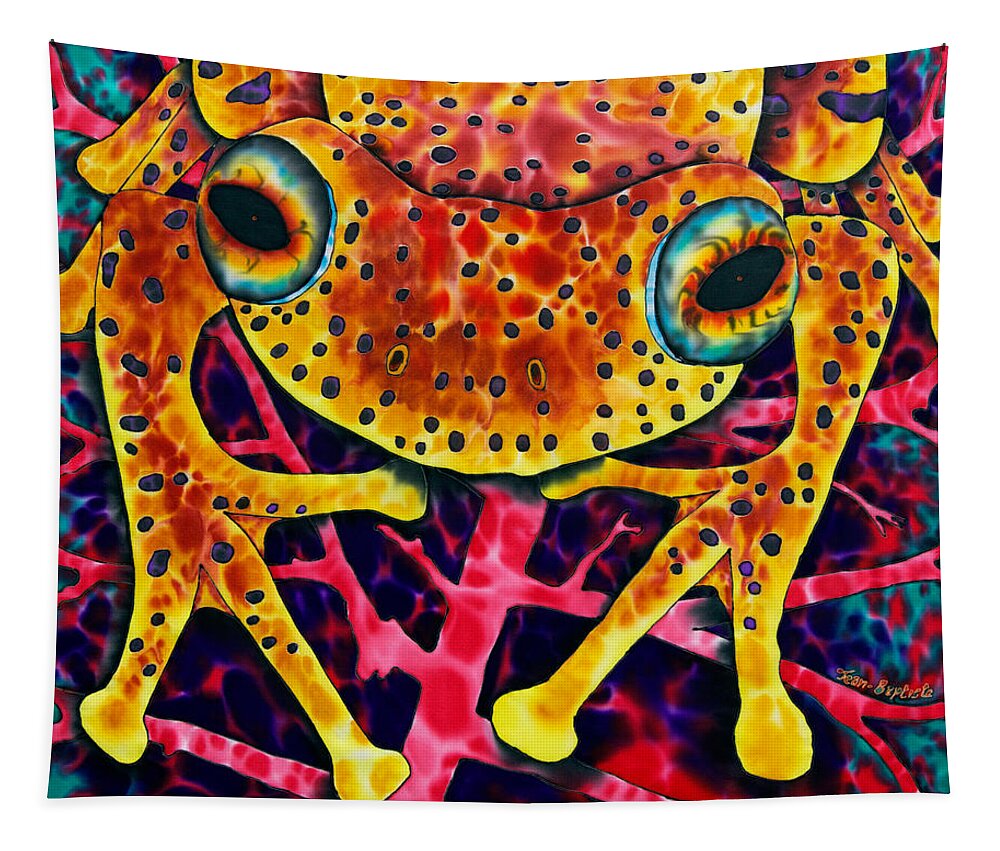 Tree Frog Tapestry featuring the painting Spotted Tree Frog by Daniel Jean-Baptiste