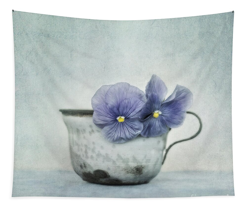 Pansy Tapestry featuring the photograph Spring Blues With A Hint Of Yellow by Priska Wettstein
