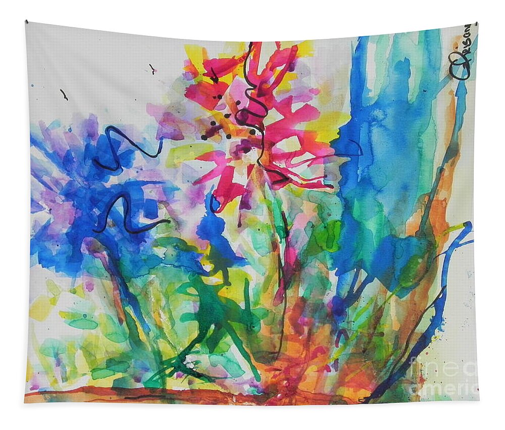 Watercolor Painting Tapestry featuring the painting Spring Is In The Air by Chrisann Ellis