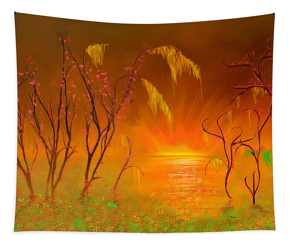 Louisiana Tapestry featuring the painting Spring Morning Louisiana Bayou Style by Angela Stanton