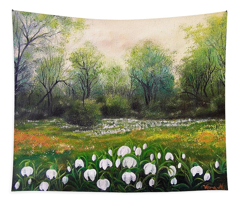 Spring Tapestry featuring the painting Spring by Vesna Martinjak