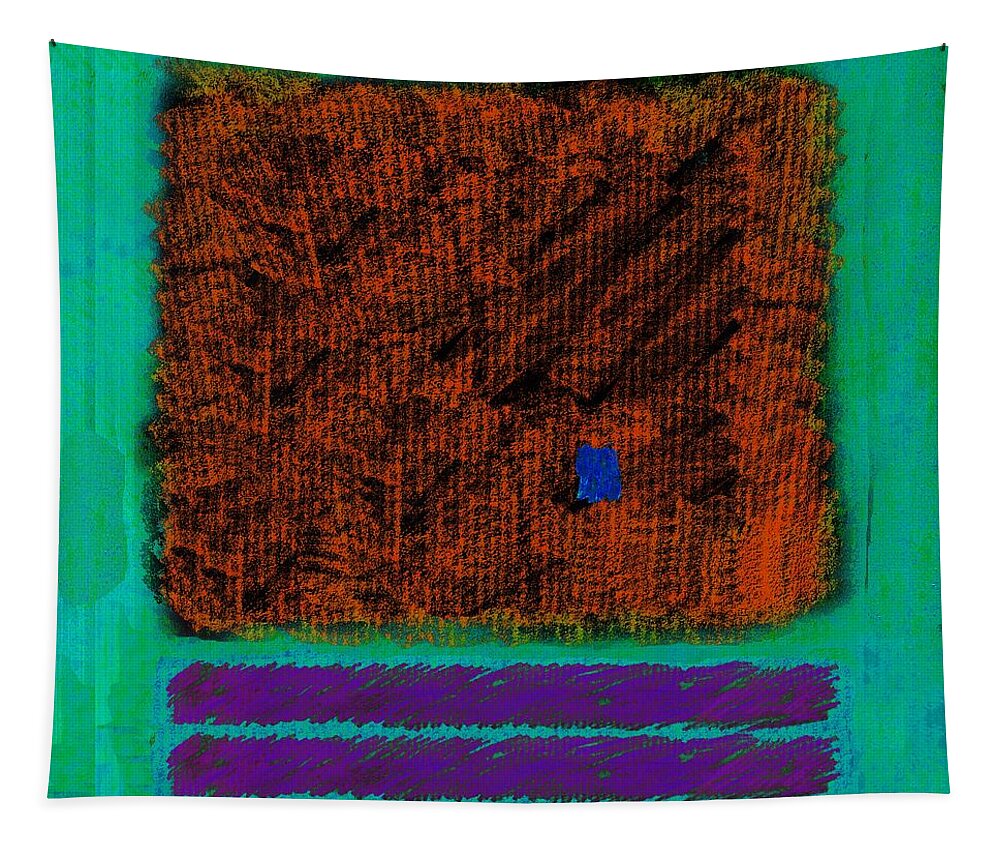  Tapestry featuring the painting Square on Turquoise by Dale Moses