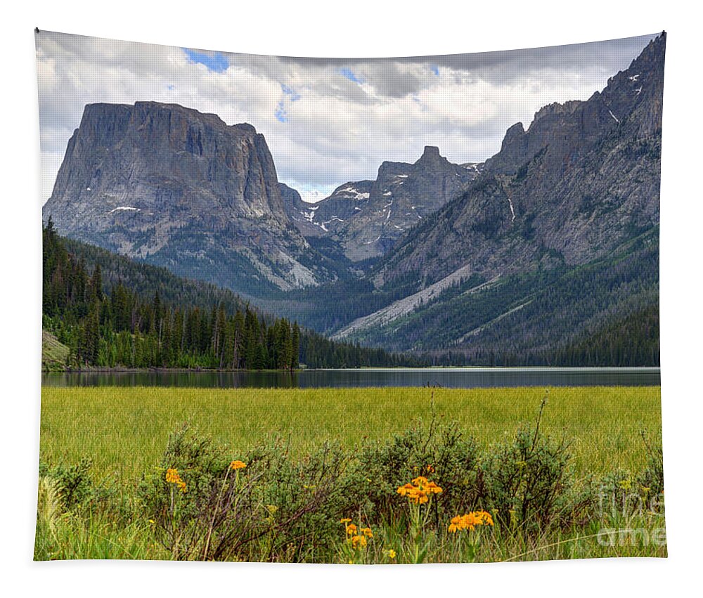 Wind River Range Tapestry featuring the photograph Squaretop Mountain and Upper Green River Lake by Gary Whitton