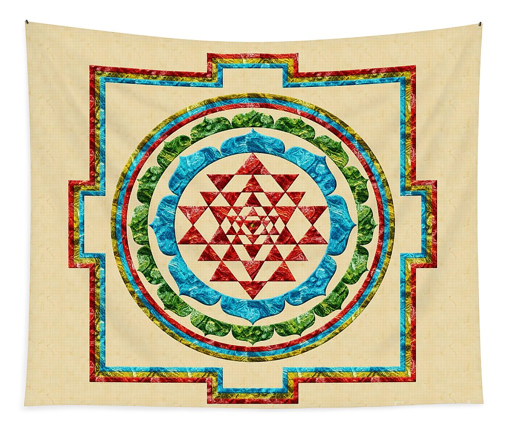 Sri Yantra Tapestry featuring the digital art Sri Yantra by Olga Hamilton