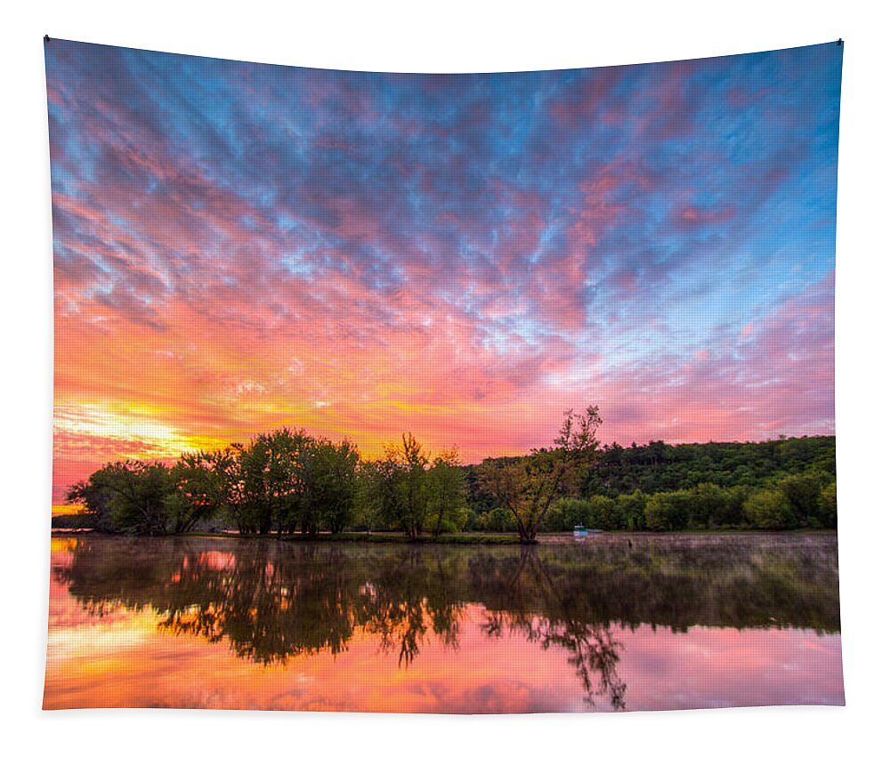 St. Croix River Tapestry featuring the photograph St. Croix River at Dawn by Adam Mateo Fierro