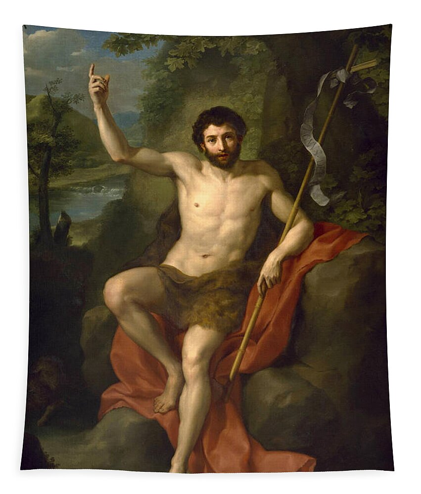 Anton Raphael Mengs Tapestry featuring the painting St John the Baptist Preaching in the Wilderness by Anton Raphael Mengs