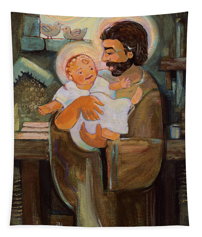 Jen Norton Tapestry featuring the painting St. Joseph and Baby Jesus by Jen Norton