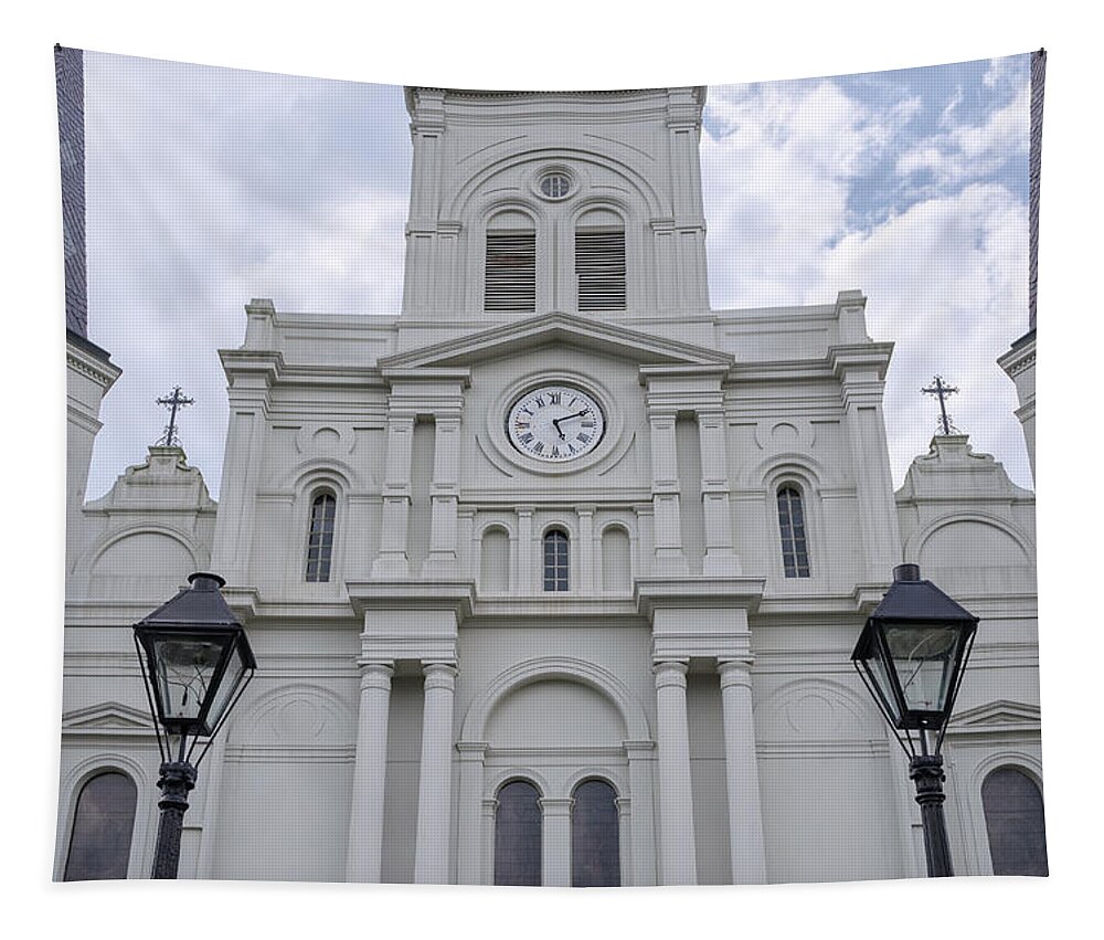 Architecture Tapestry featuring the photograph St. Louis Cathedral Close-Up by Jim Shackett