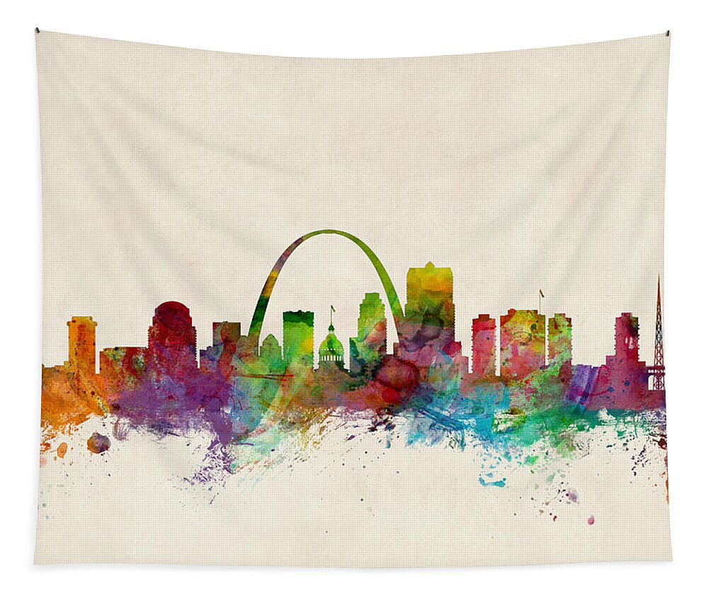St Louis Tapestry featuring the digital art St Louis Missouri Skyline by Michael Tompsett