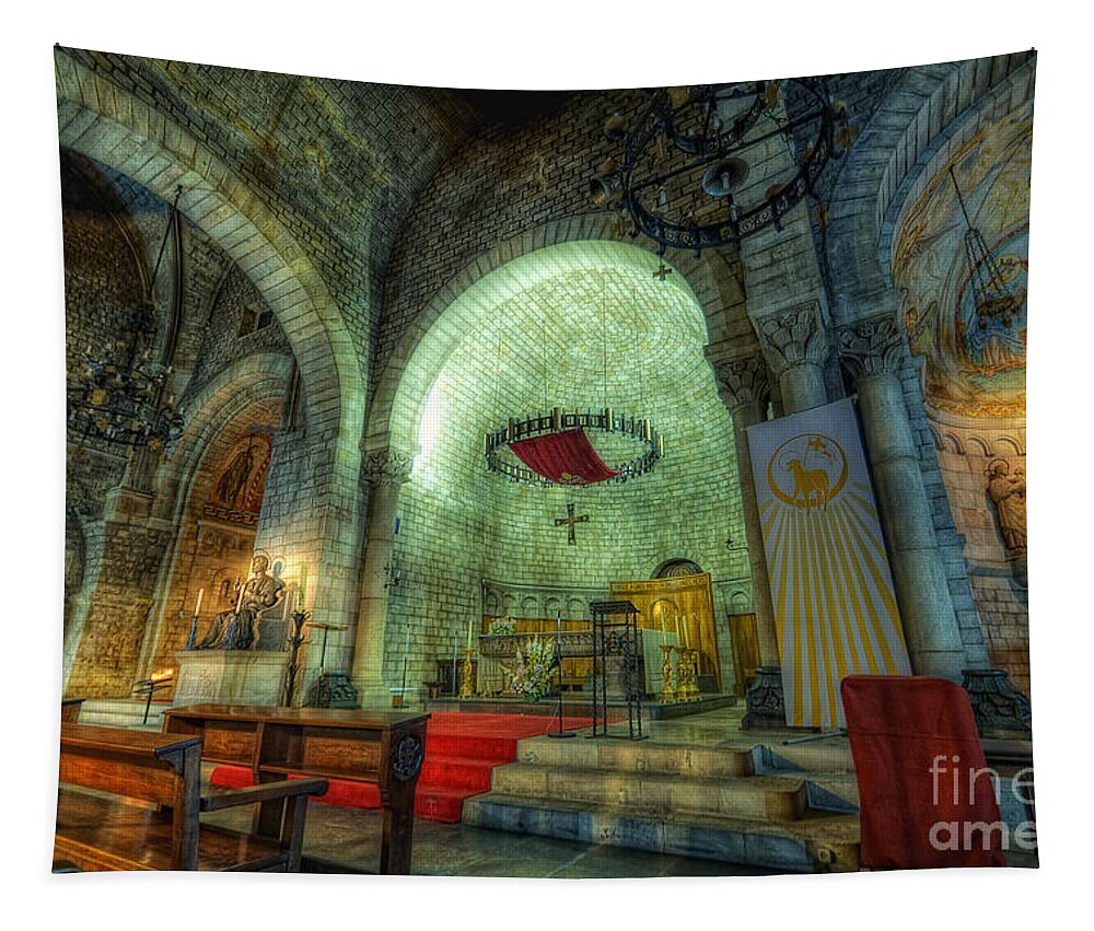 St Pere De Puelles Church Tapestry featuring the photograph St Pere de Puelles Church - Barcelona by Yhun Suarez