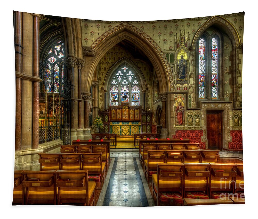 Hdr Tapestry featuring the photograph St Peter's Church 2.0 - Bournemouth by Yhun Suarez