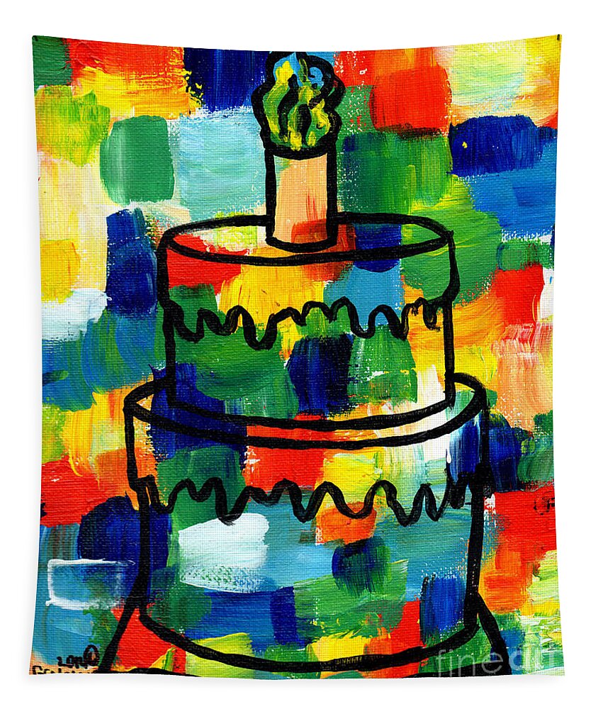 Stl250 Tapestry featuring the painting STL250 Birthday Cake Abstract by Genevieve Esson