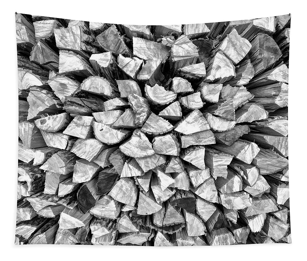 Abstract Tapestry featuring the photograph Stacked Firewood by David Letts