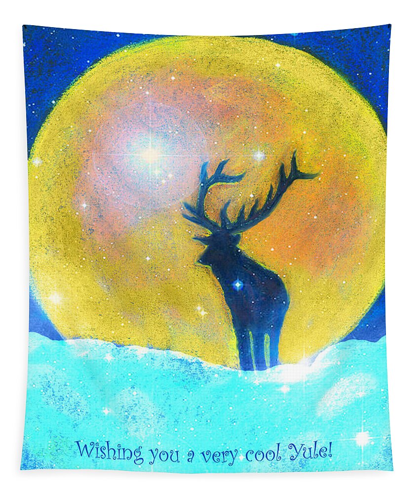 Stag Tapestry featuring the pastel Stag of Winter by Diana Haronis