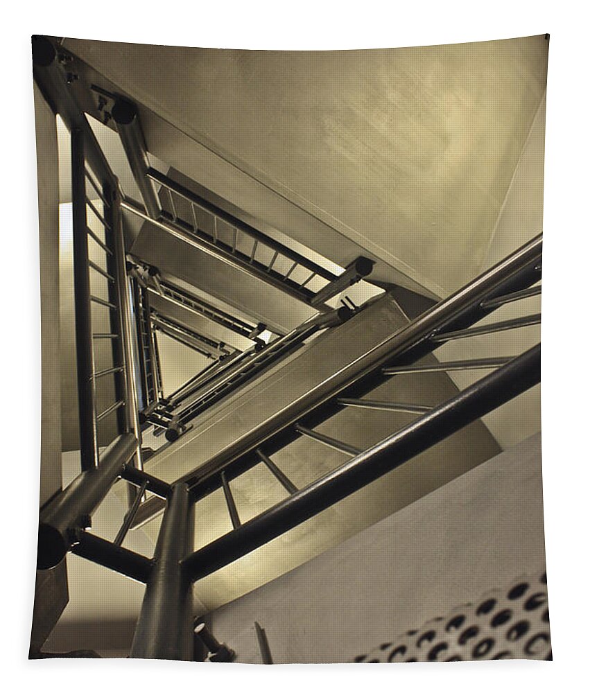 Spinnaker Tower Staircase Tapestry featuring the photograph Stairing up the Spinnaker Tower by Terri Waters