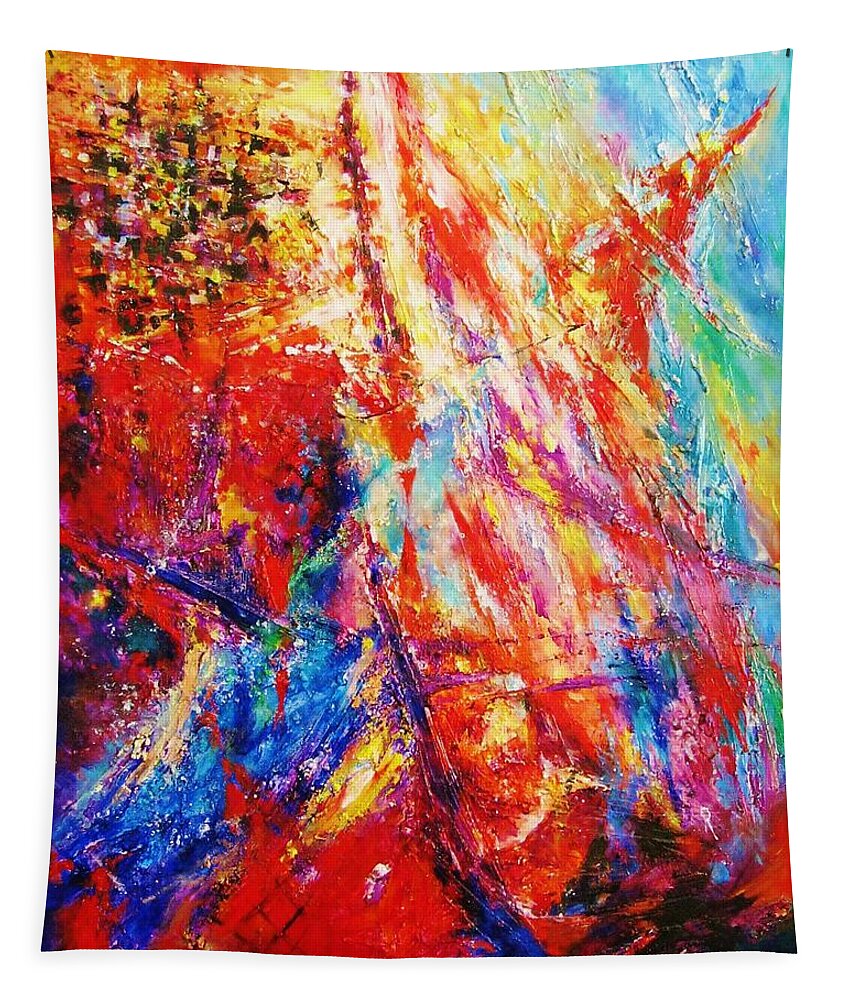 Energy Art Tapestry featuring the painting STAIRWAY TO HEAVEN. Collection 5D by Helen Kagan