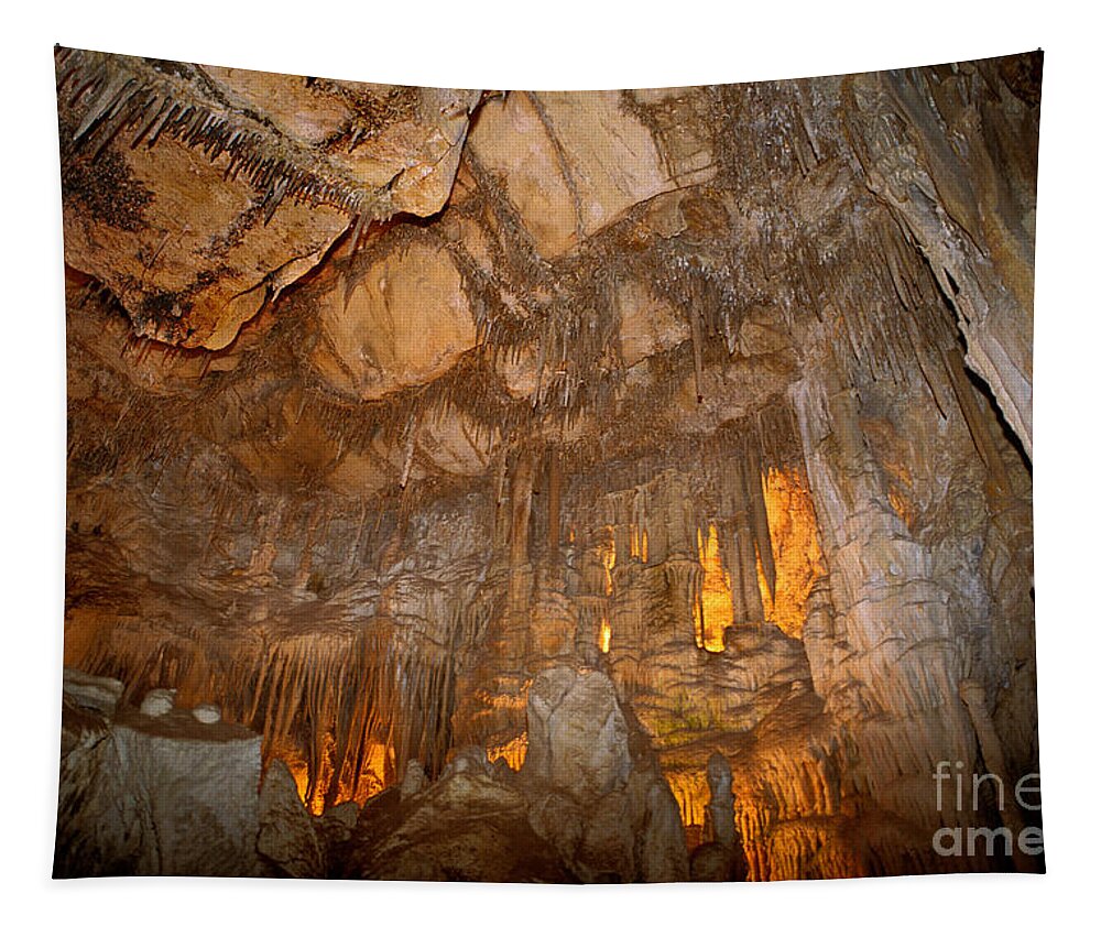 Geology Tapestry featuring the photograph Stalactites In Lehman Cave, Great Basin by Ron Sanford