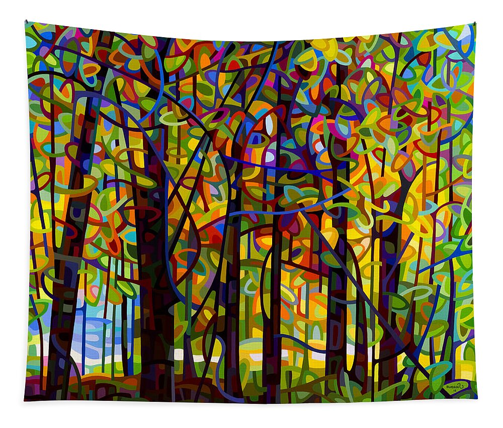 Landscape Tapestry featuring the painting Standing Room Only by Mandy Budan