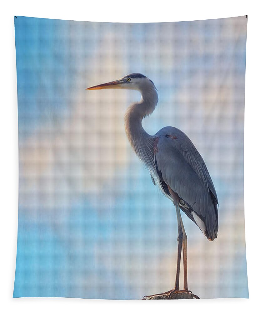 Great Blue Heron Tapestry featuring the photograph Standing Tall by Kim Hojnacki