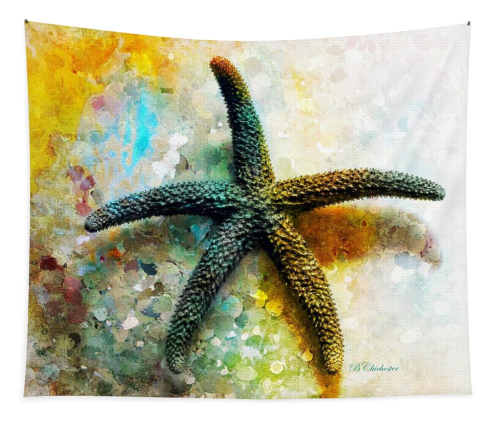 Florida Tapestry featuring the painting Starfish Impression by Barbara Chichester