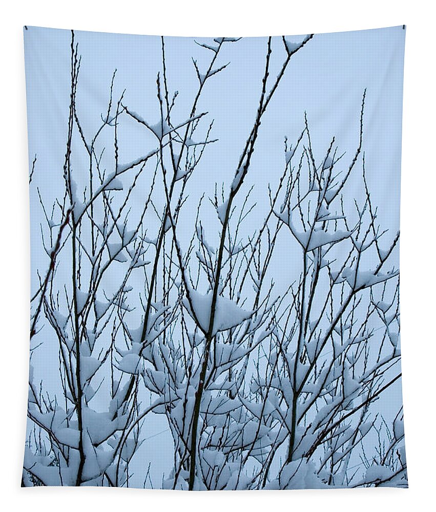 Stark Tapestry featuring the photograph Stark Beauty - snow on branches by Denise Beverly
