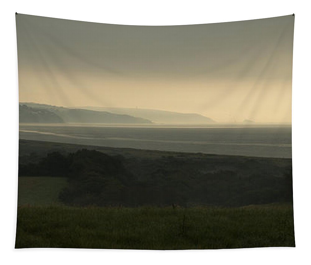 Digital Print Tapestry featuring the photograph Start Bay Devon at dawn by Tony Mills