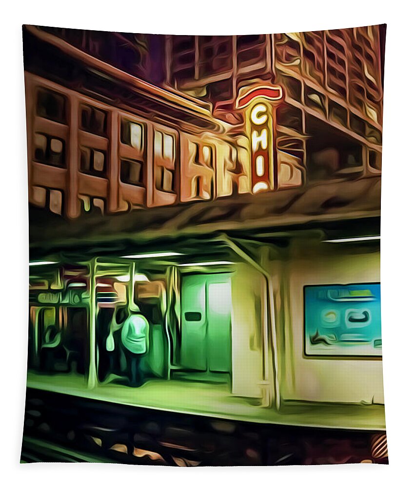 Chicago Tapestry featuring the digital art State and Lake by Scott Norris