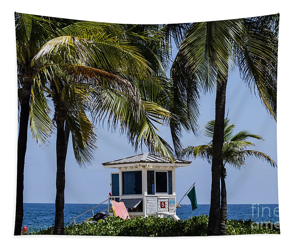 Lifeguard Tapestry featuring the photograph Station 5 by Judy Wolinsky