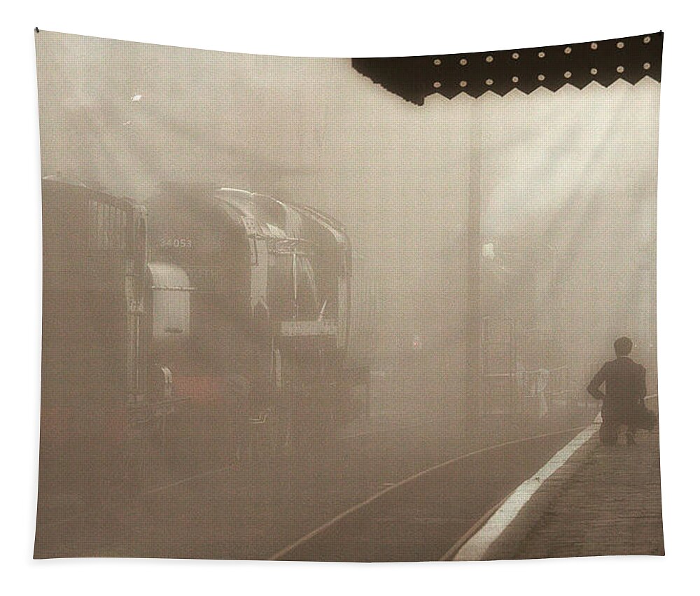 Steam Tapestry featuring the photograph Steam engines at dawn by Tony Mills