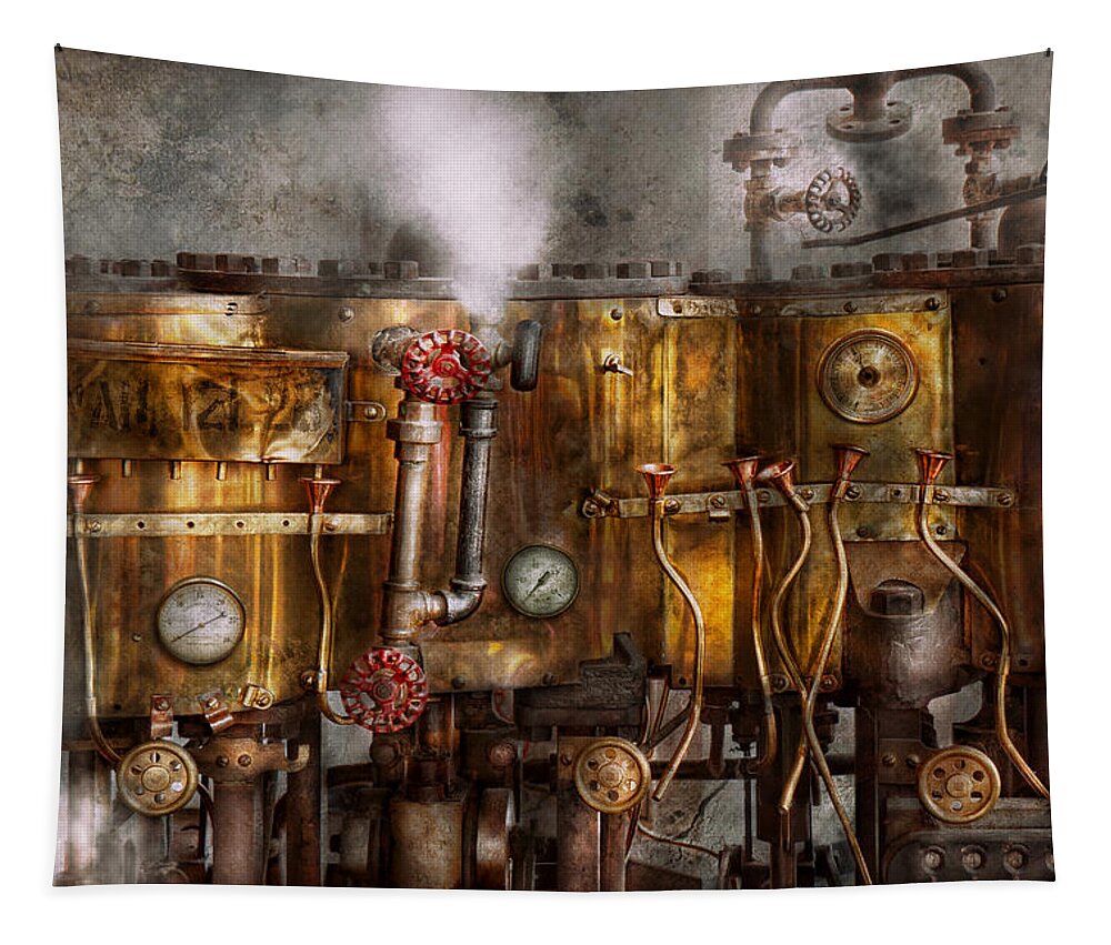 Steampunk Tapestry featuring the photograph Steampunk - Plumbing - Distilation apparatus by Mike Savad