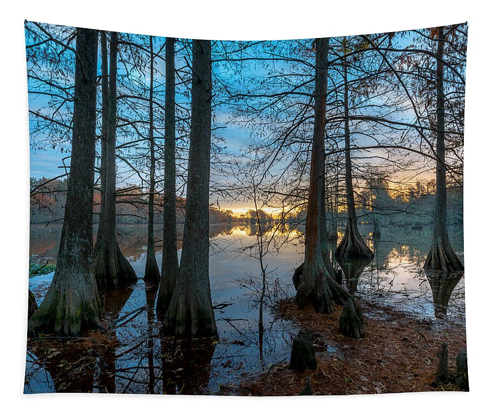 Steinhagen Reservoir Tapestry featuring the photograph Steinhagen Reservoir Sunrise by David Morefield