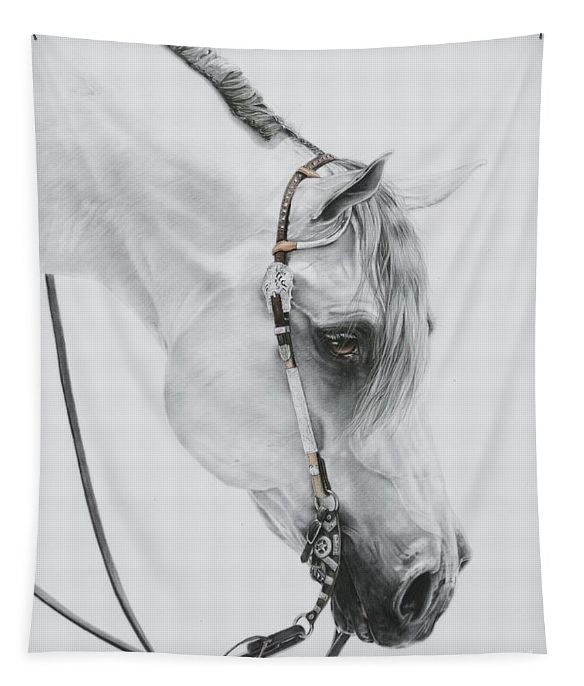 Grey Horse Tapestry featuring the pastel Sterling by Joni Beinborn