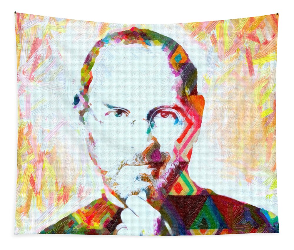 Steve Jobs Tapestry featuring the painting Steve Jobs by Celestial Images