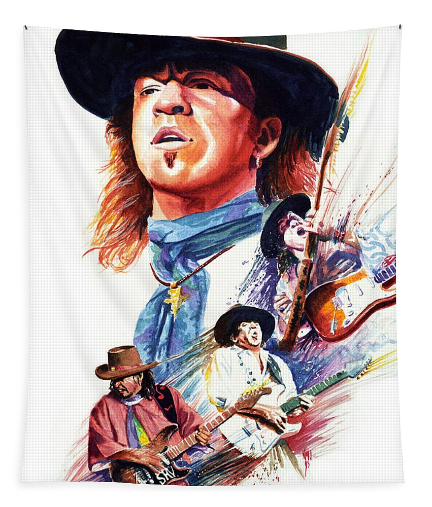 Guitarists Tapestry featuring the painting Stevie Ray Vaughn by Ken Meyer jr