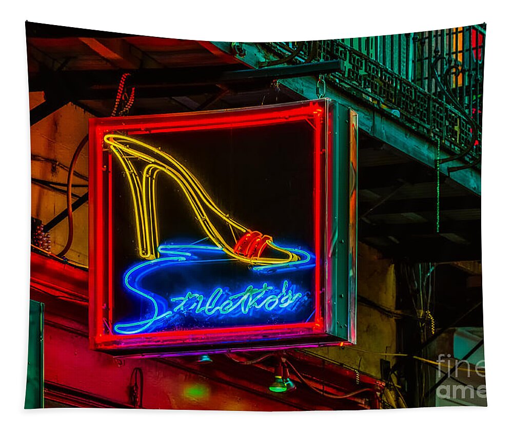 Sign Tapestry featuring the photograph Stilettos on Bourbon Street NOLA by Kathleen K Parker