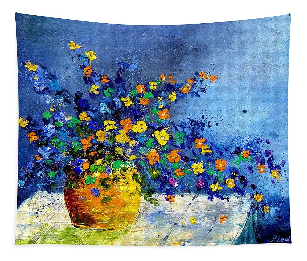 Flowers Tapestry featuring the painting Still life 57 by Pol Ledent
