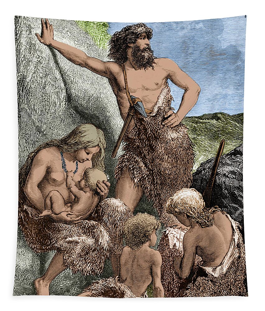 Stone Age Tapestry featuring the photograph Stone Age Family by Science Source