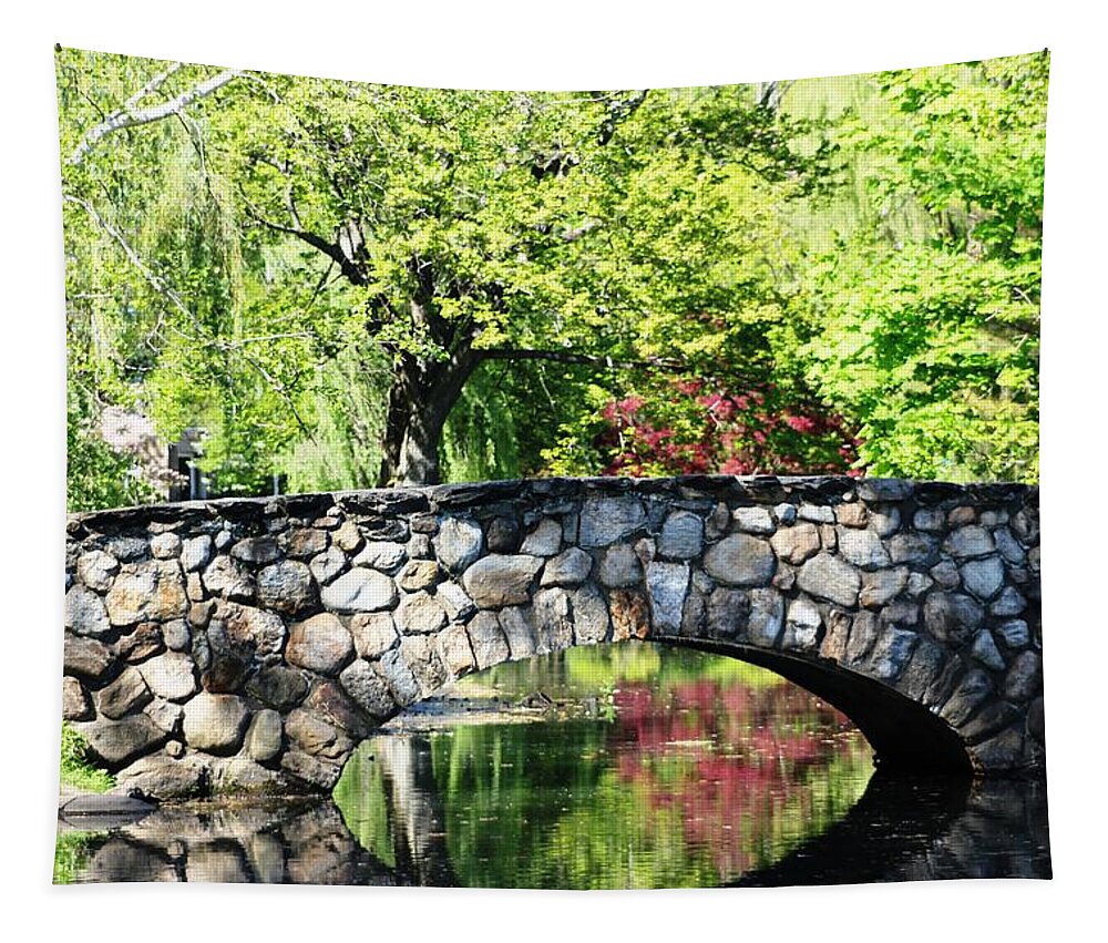 Stone Bridge Tapestry featuring the photograph Stone Bridge Reflection by Judy Palkimas