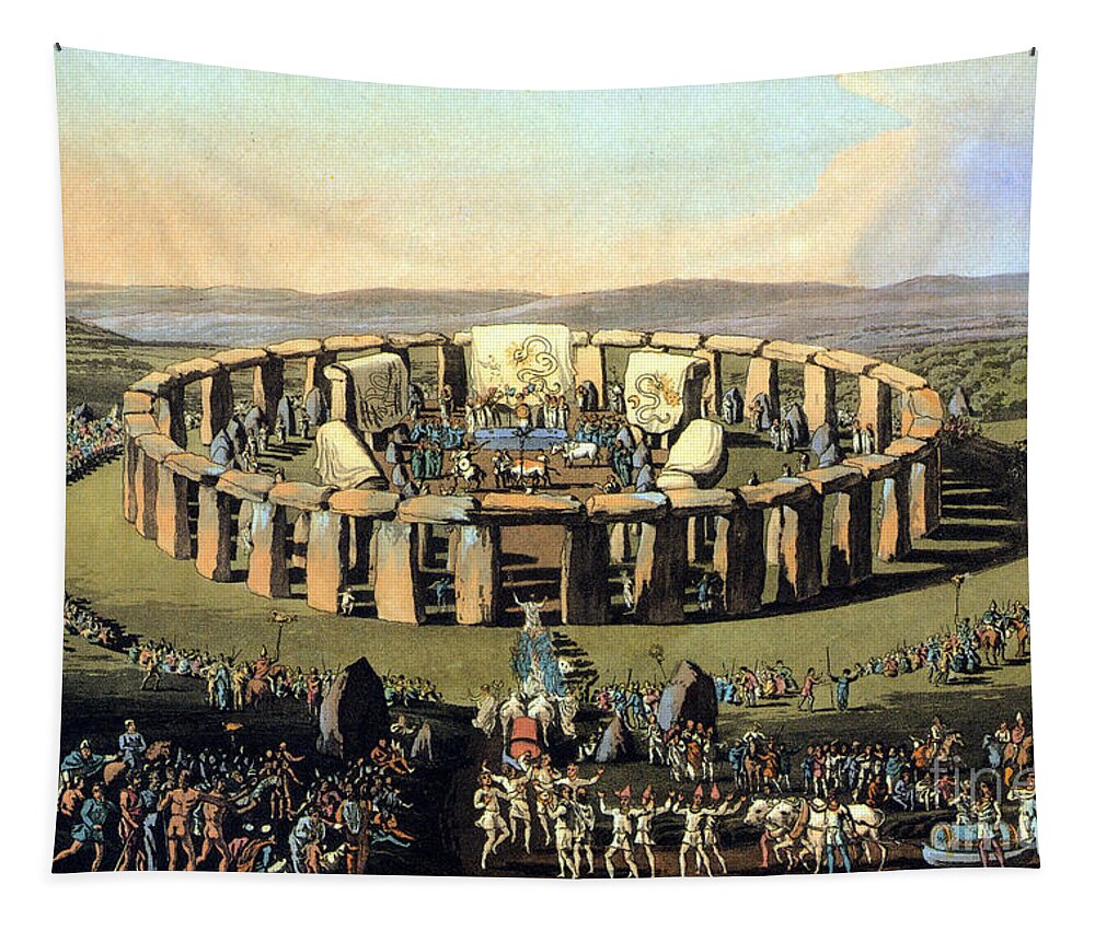 Archeology Tapestry featuring the photograph Stonehenge, Druid Festival by Science Source