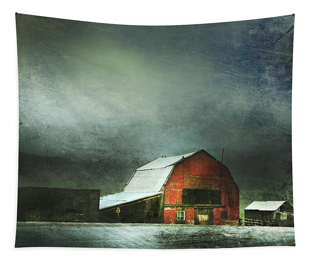 Red Barn Tapestry featuring the photograph Storm by Theresa Tahara