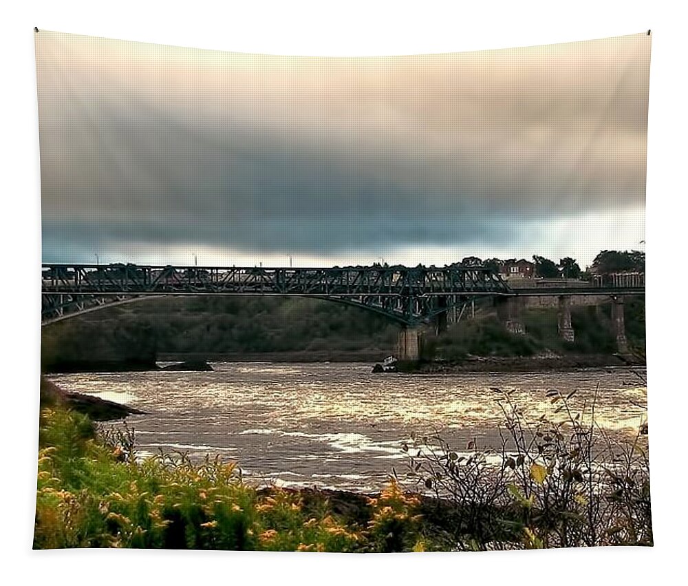 Bridge Tapestry featuring the photograph Stormy Morning by Jennifer Wheatley Wolf