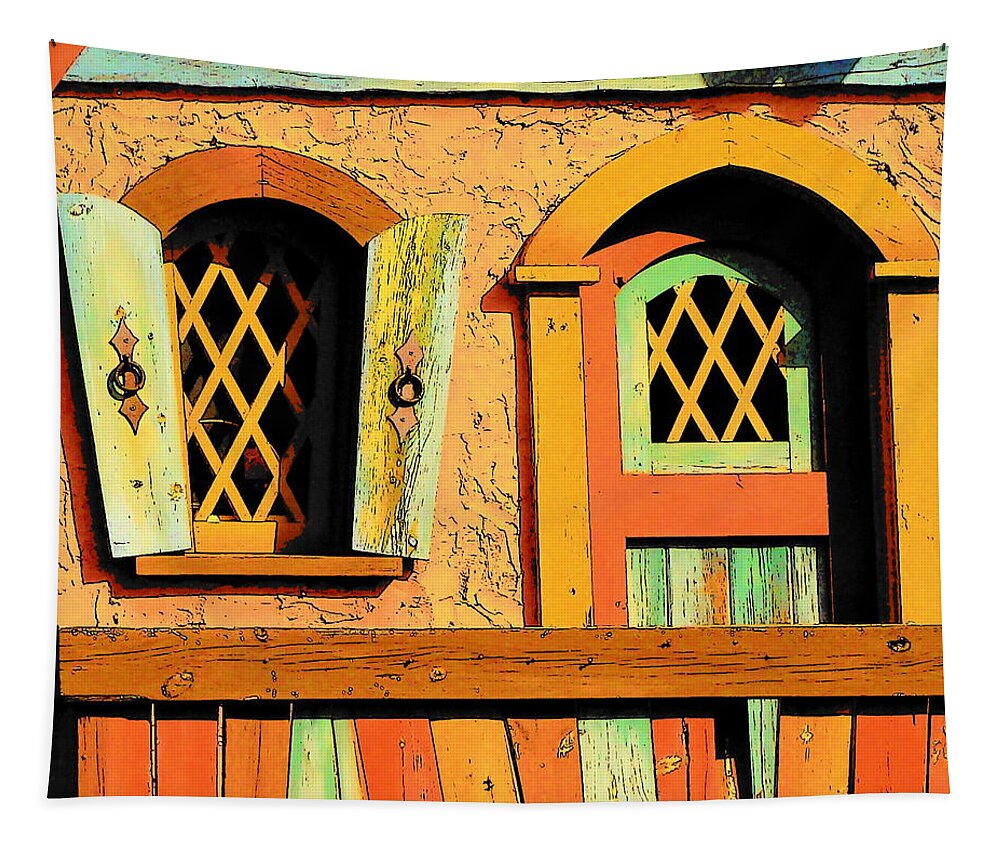 Fine Art Tapestry featuring the photograph Storybook Window and Door by Rodney Lee Williams