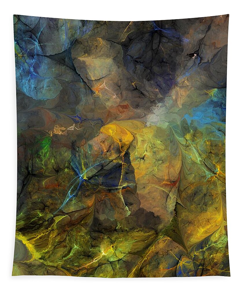 Fine Art Tapestry featuring the digital art Stream Bed on a Sunny Day by David Lane