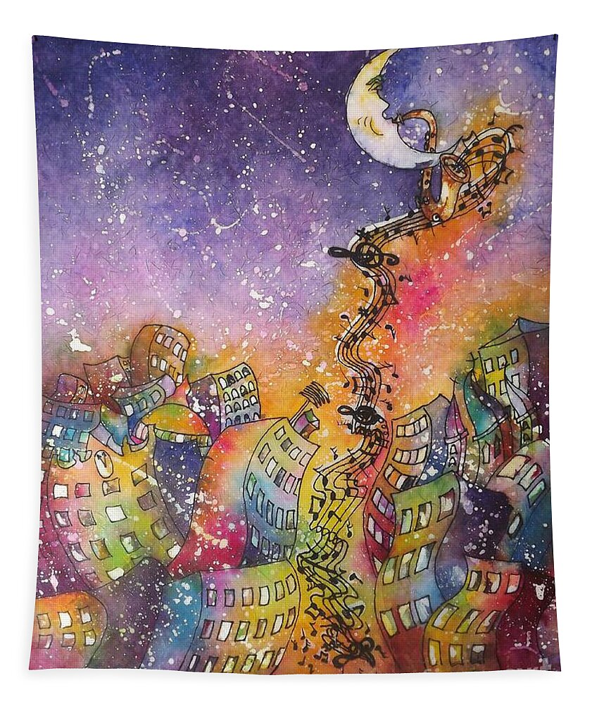  Magical Tapestry featuring the painting Street Dance by Carol Losinski Naylor