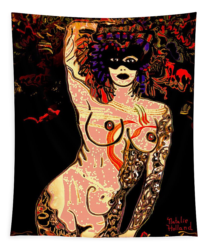 Nudes Tapestry featuring the mixed media Strip Tease by Natalie Holland