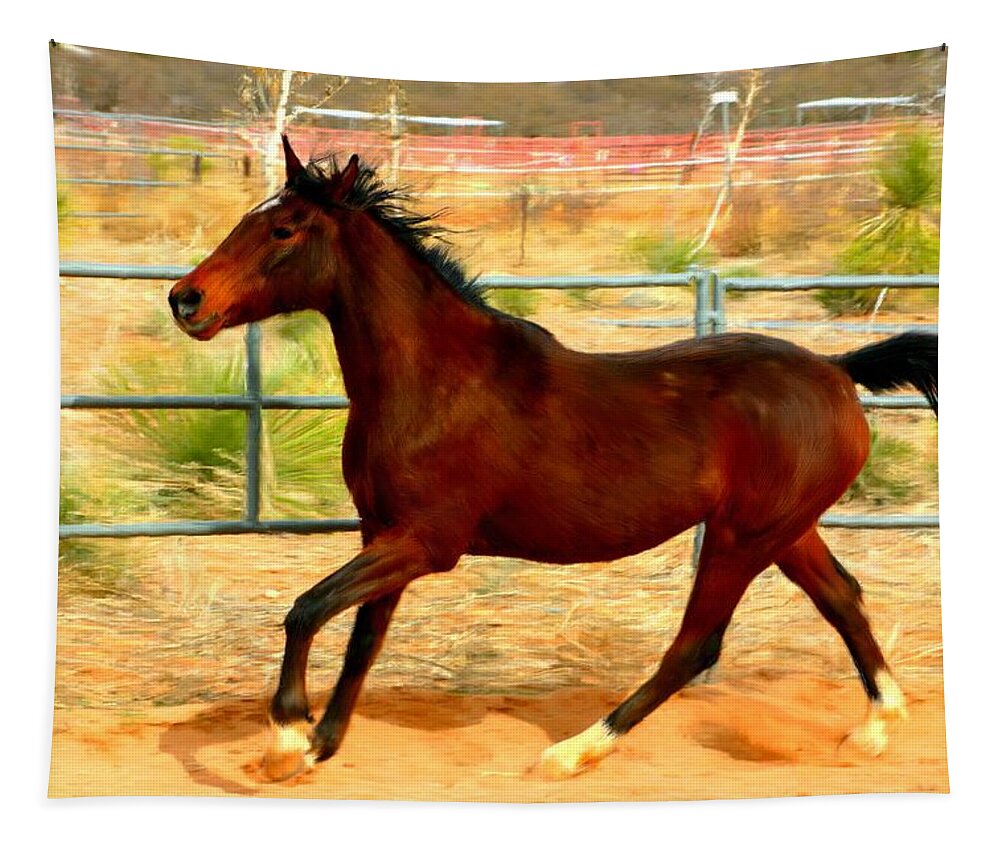 Horse Tapestry featuring the painting Strong Stallion by Bruce Nutting