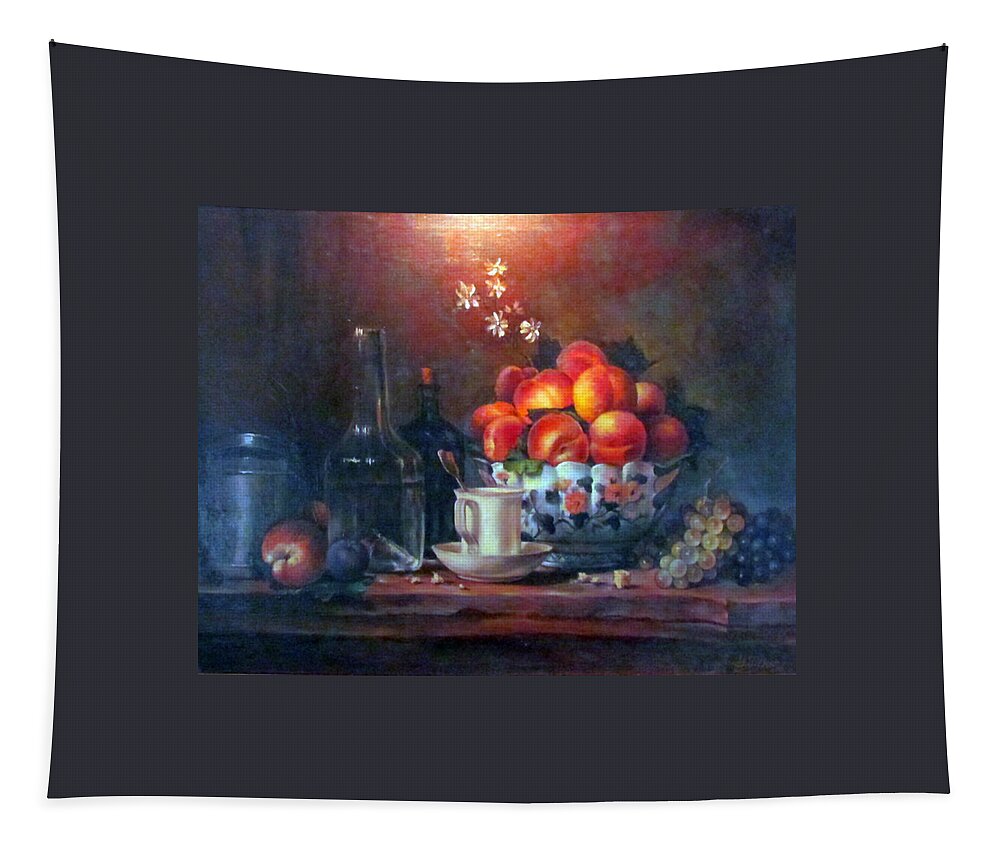 Peaches Tapestry featuring the painting Study of Peaches by Donna Tucker