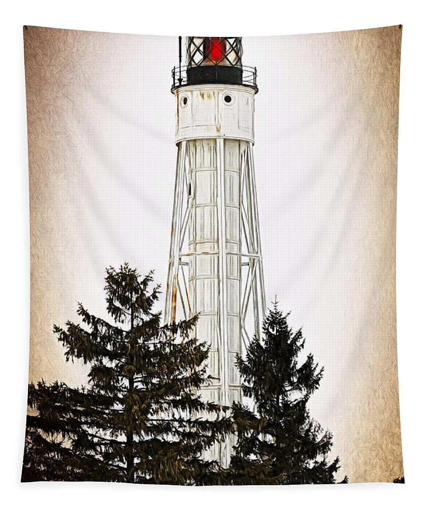 Joan Carroll Tapestry featuring the photograph Sturgeon Bay Ship Canal Lighthouse III by Joan Carroll