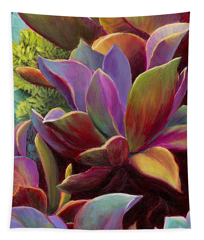 Succulent Jewels Tapestry featuring the painting Succulent Jewels by Sandi Whetzel