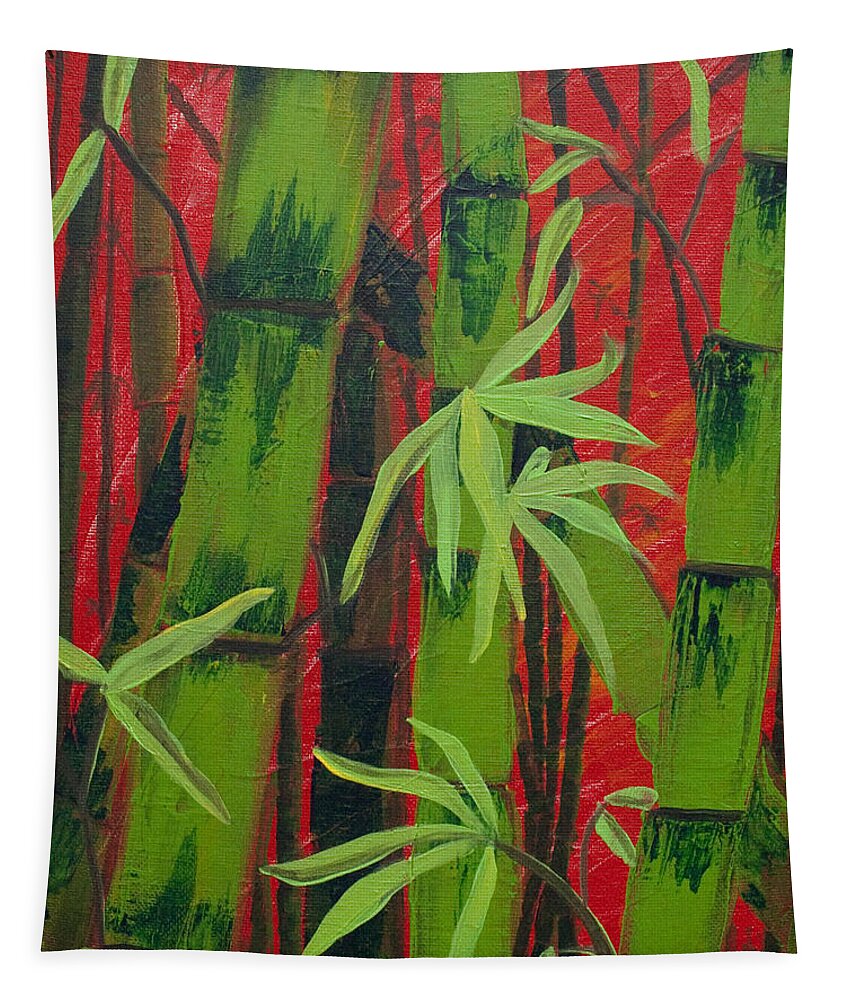 Bamboo Tapestry featuring the painting Sultry Bamboo Forest acrylic painting by Jaime Haney